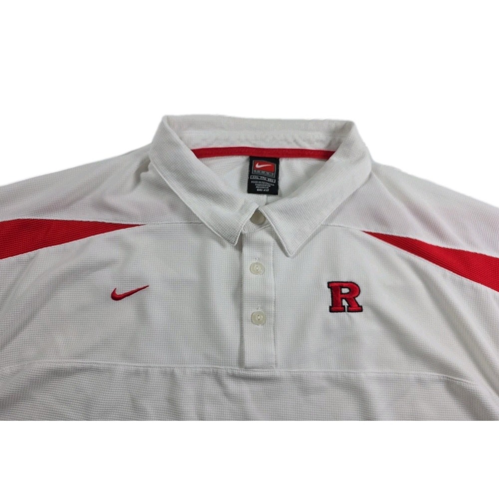 Nike Team Polo Shirt Mens 2XL White RUTGERS UNIVERSITY NCAA FOOTBALL LOGO